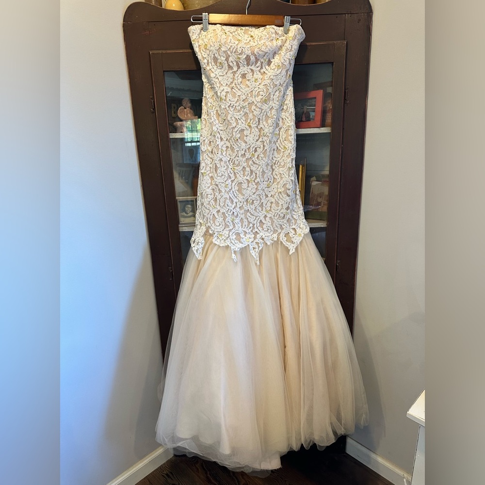 Renaissance Collection Sleeveless Lace & Beaded Top Ballgown Size 2